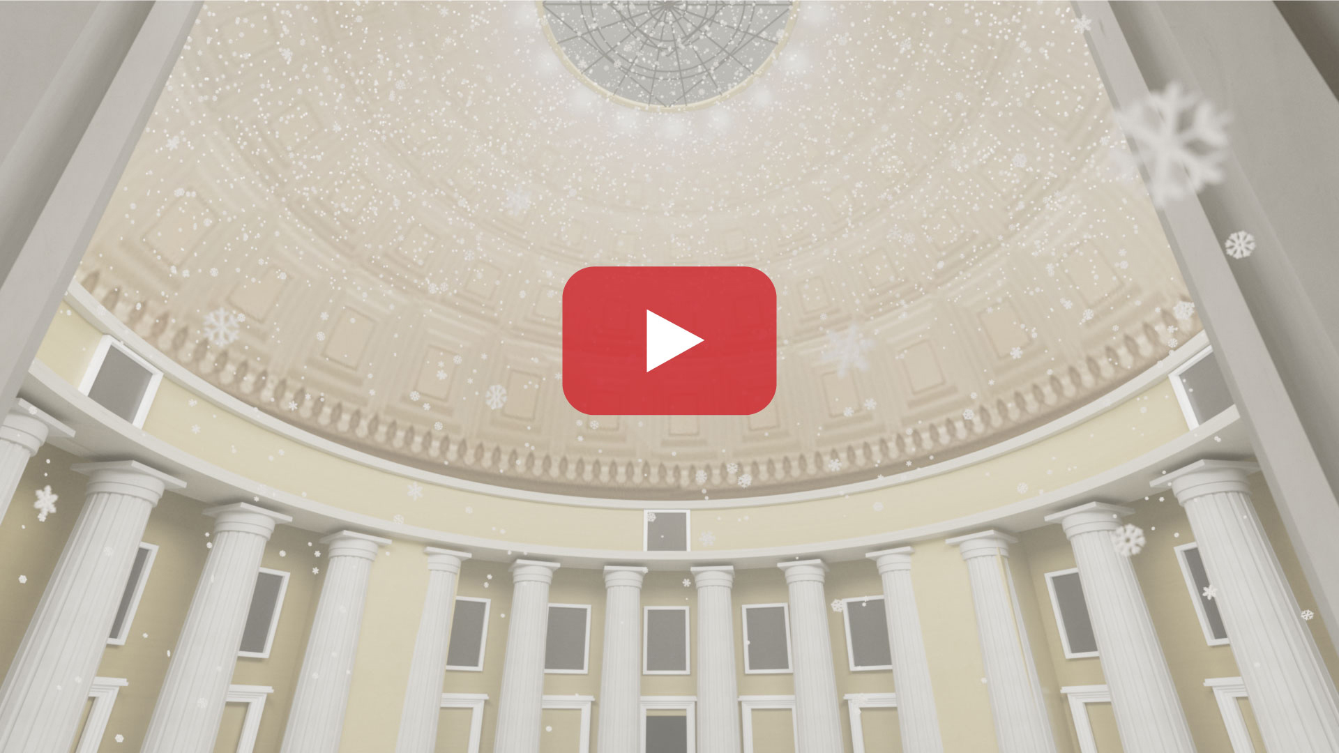 video still of holiday greeting showing the inside of Barker Library dome